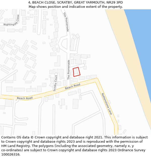 4, BEACH CLOSE, SCRATBY, GREAT YARMOUTH, NR29 3PD: Location map and indicative extent of plot