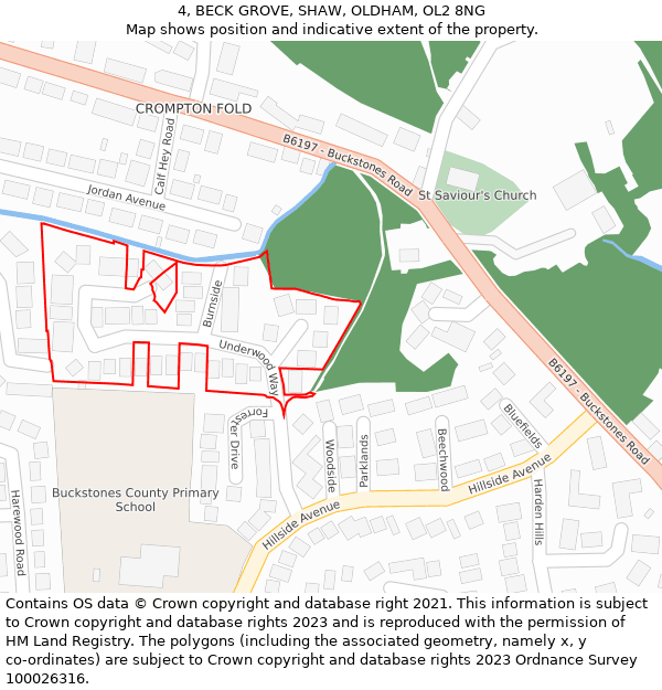 4, BECK GROVE, SHAW, OLDHAM, OL2 8NG: Location map and indicative extent of plot
