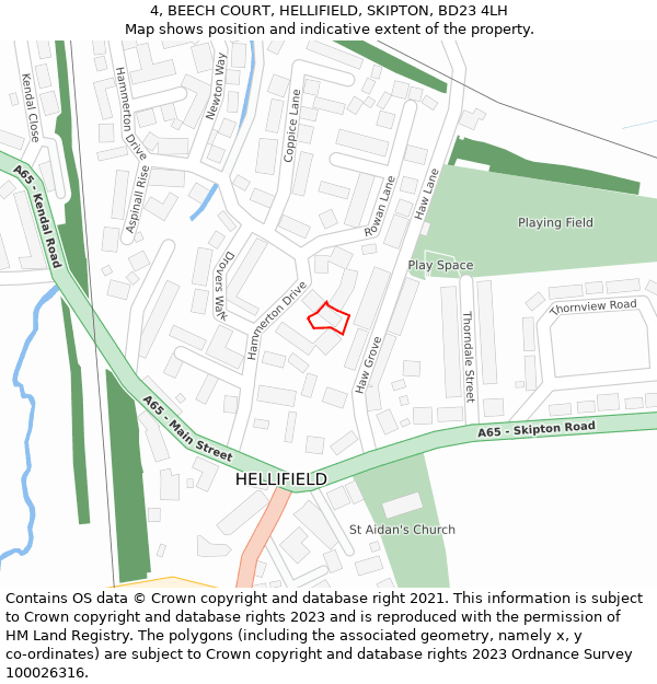 4, BEECH COURT, HELLIFIELD, SKIPTON, BD23 4LH: Location map and indicative extent of plot