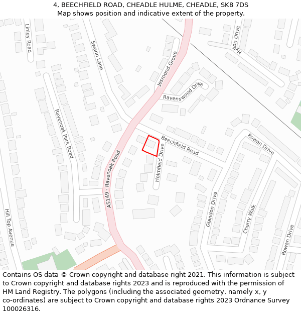 4, BEECHFIELD ROAD, CHEADLE HULME, CHEADLE, SK8 7DS: Location map and indicative extent of plot