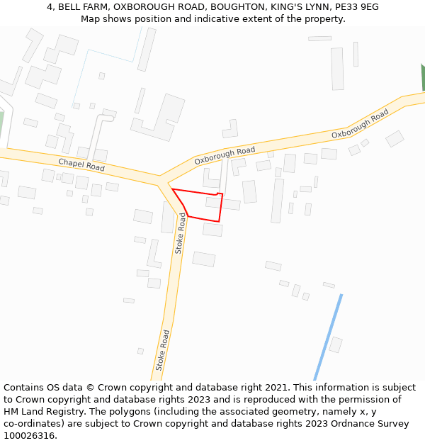 4, BELL FARM, OXBOROUGH ROAD, BOUGHTON, KING'S LYNN, PE33 9EG: Location map and indicative extent of plot