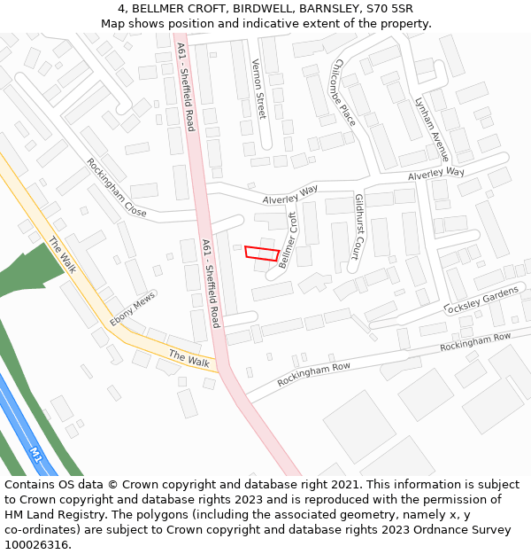 4, BELLMER CROFT, BIRDWELL, BARNSLEY, S70 5SR: Location map and indicative extent of plot