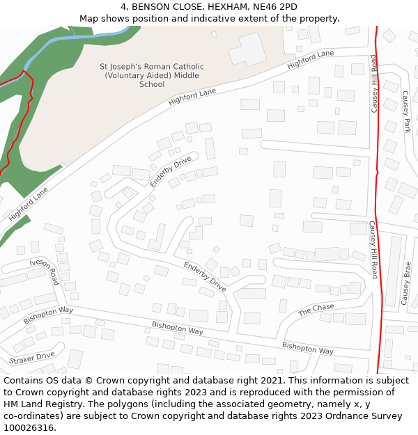 4, BENSON CLOSE, HEXHAM, NE46 2PD: Location map and indicative extent of plot