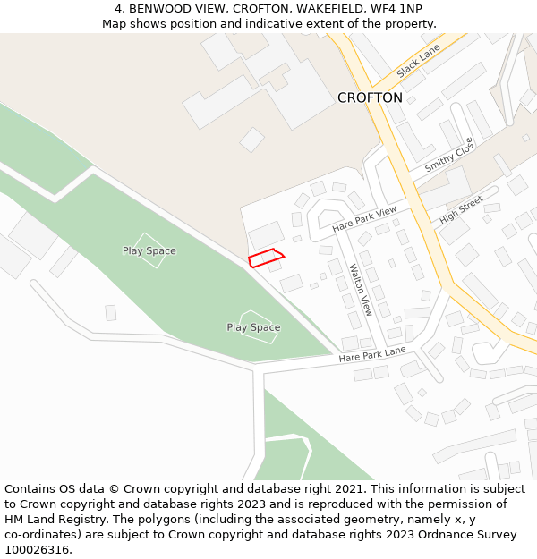 4, BENWOOD VIEW, CROFTON, WAKEFIELD, WF4 1NP: Location map and indicative extent of plot