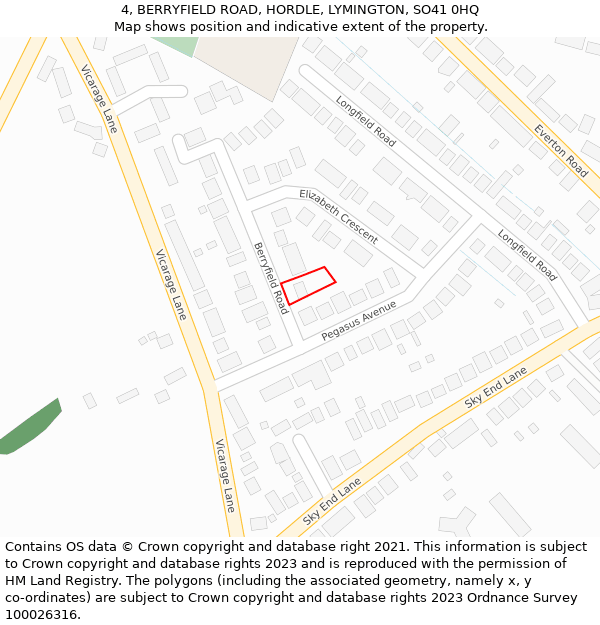 4, BERRYFIELD ROAD, HORDLE, LYMINGTON, SO41 0HQ: Location map and indicative extent of plot