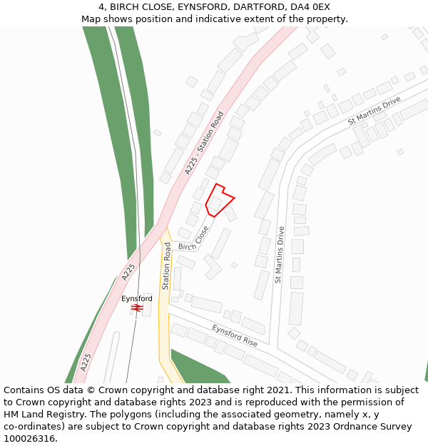 4, BIRCH CLOSE, EYNSFORD, DARTFORD, DA4 0EX: Location map and indicative extent of plot