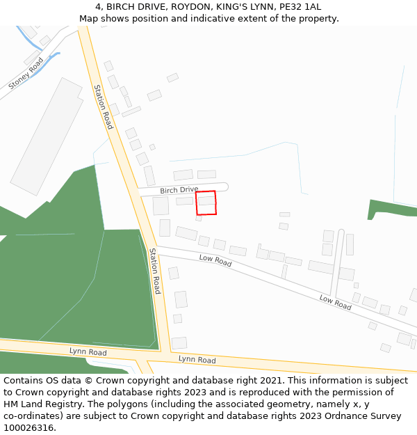 4, BIRCH DRIVE, ROYDON, KING'S LYNN, PE32 1AL: Location map and indicative extent of plot