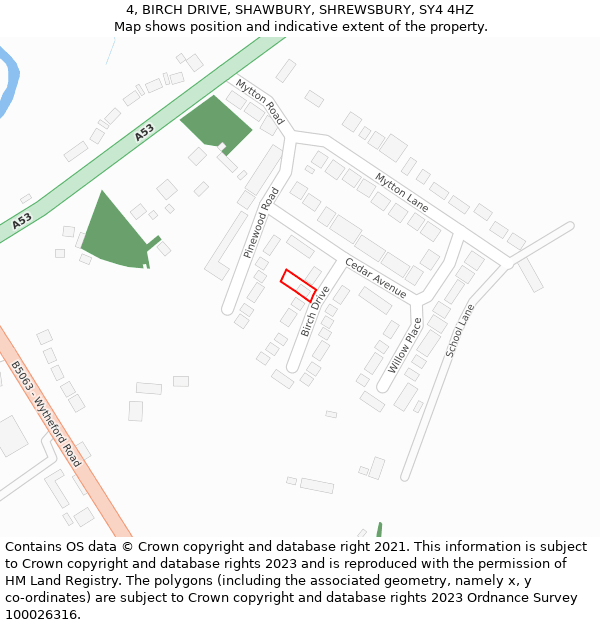 4, BIRCH DRIVE, SHAWBURY, SHREWSBURY, SY4 4HZ: Location map and indicative extent of plot