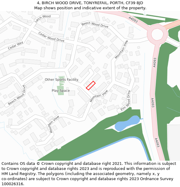 4, BIRCH WOOD DRIVE, TONYREFAIL, PORTH, CF39 8JD: Location map and indicative extent of plot