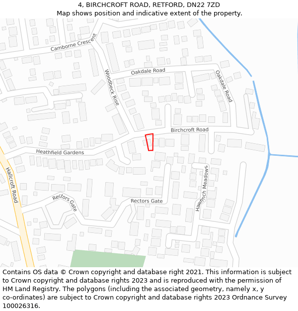 4, BIRCHCROFT ROAD, RETFORD, DN22 7ZD: Location map and indicative extent of plot