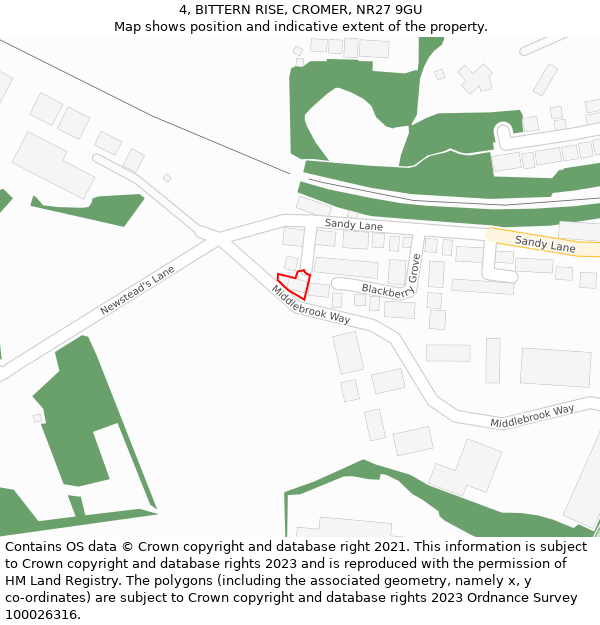 4, BITTERN RISE, CROMER, NR27 9GU: Location map and indicative extent of plot