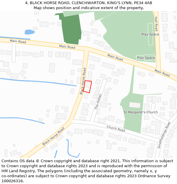 4, BLACK HORSE ROAD, CLENCHWARTON, KING'S LYNN, PE34 4AB: Location map and indicative extent of plot