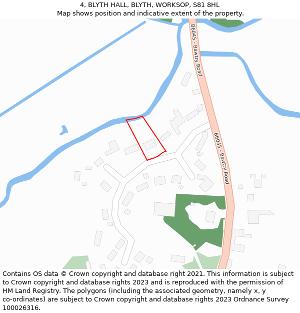 4, BLYTH HALL, BLYTH, WORKSOP, S81 8HL: Location map and indicative extent of plot