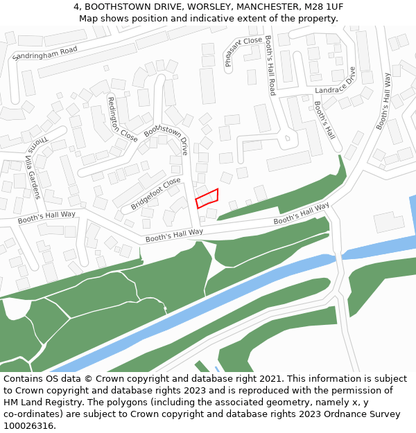 4, BOOTHSTOWN DRIVE, WORSLEY, MANCHESTER, M28 1UF: Location map and indicative extent of plot