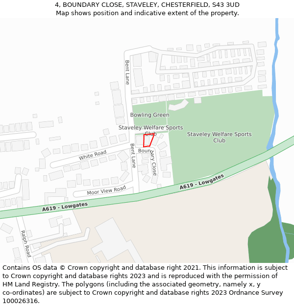 4, BOUNDARY CLOSE, STAVELEY, CHESTERFIELD, S43 3UD: Location map and indicative extent of plot