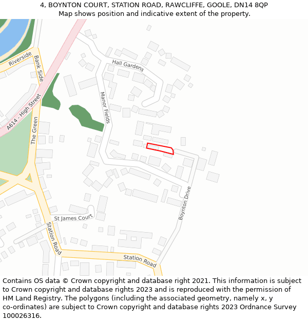 4, BOYNTON COURT, STATION ROAD, RAWCLIFFE, GOOLE, DN14 8QP: Location map and indicative extent of plot