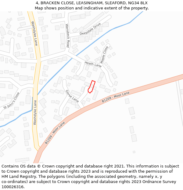 4, BRACKEN CLOSE, LEASINGHAM, SLEAFORD, NG34 8LX: Location map and indicative extent of plot