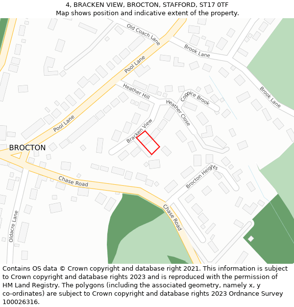 4, BRACKEN VIEW, BROCTON, STAFFORD, ST17 0TF: Location map and indicative extent of plot