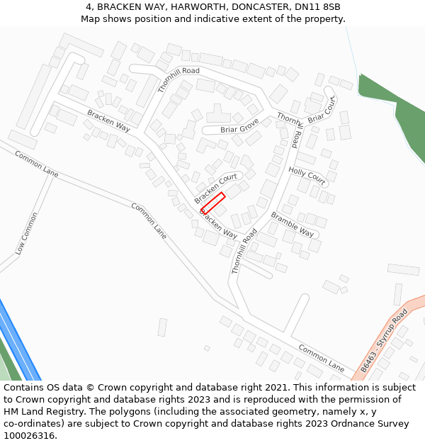 4, BRACKEN WAY, HARWORTH, DONCASTER, DN11 8SB: Location map and indicative extent of plot