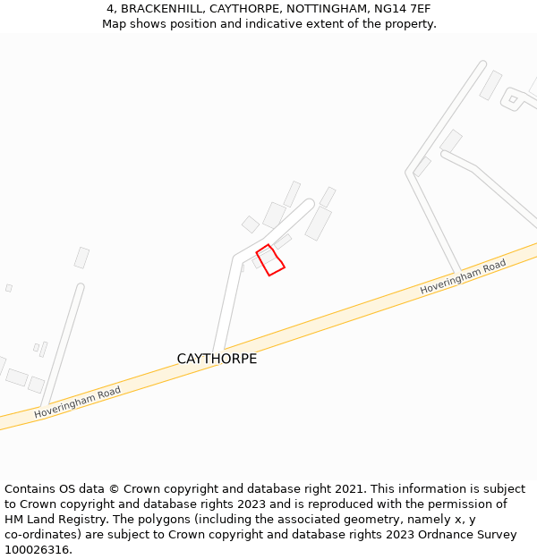 4, BRACKENHILL, CAYTHORPE, NOTTINGHAM, NG14 7EF: Location map and indicative extent of plot