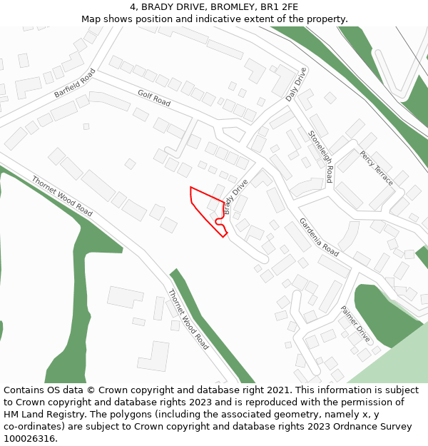 4, BRADY DRIVE, BROMLEY, BR1 2FE: Location map and indicative extent of plot
