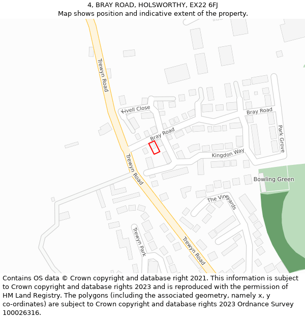 4, BRAY ROAD, HOLSWORTHY, EX22 6FJ: Location map and indicative extent of plot