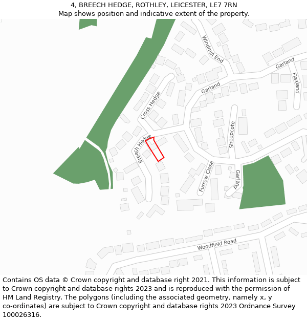 4, BREECH HEDGE, ROTHLEY, LEICESTER, LE7 7RN: Location map and indicative extent of plot