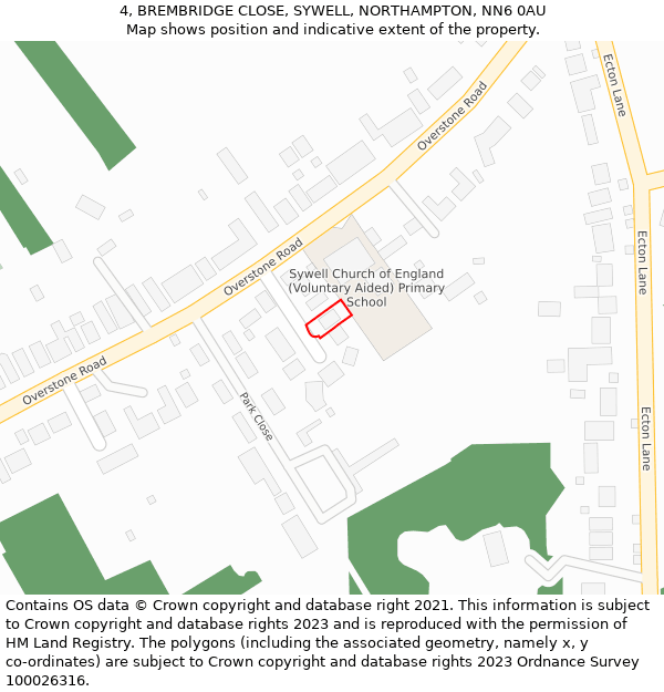 4, BREMBRIDGE CLOSE, SYWELL, NORTHAMPTON, NN6 0AU: Location map and indicative extent of plot