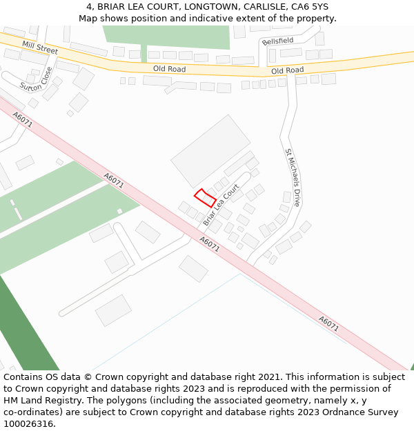 4, BRIAR LEA COURT, LONGTOWN, CARLISLE, CA6 5YS: Location map and indicative extent of plot