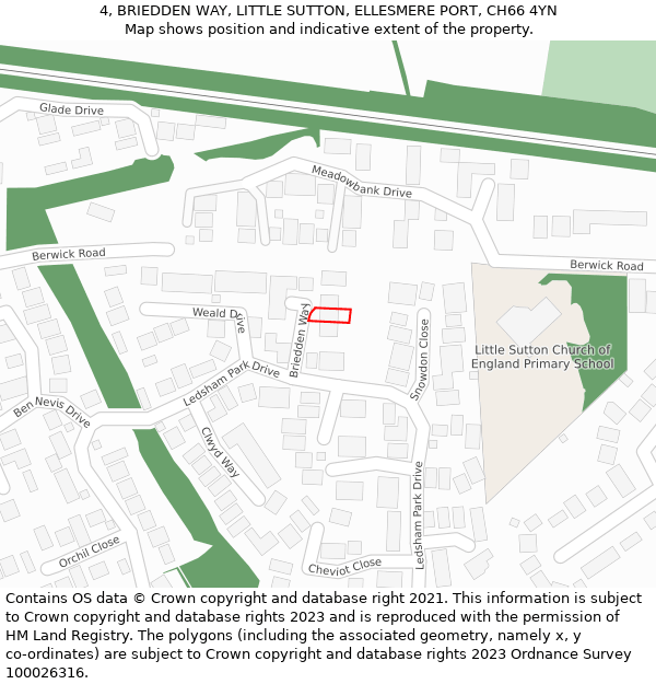 4, BRIEDDEN WAY, LITTLE SUTTON, ELLESMERE PORT, CH66 4YN: Location map and indicative extent of plot