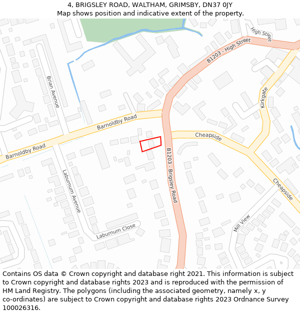 4, BRIGSLEY ROAD, WALTHAM, GRIMSBY, DN37 0JY: Location map and indicative extent of plot