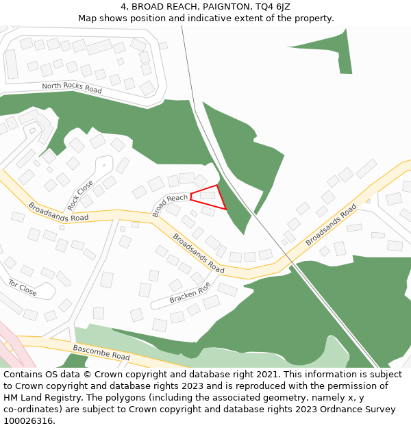 4, BROAD REACH, PAIGNTON, TQ4 6JZ: Location map and indicative extent of plot