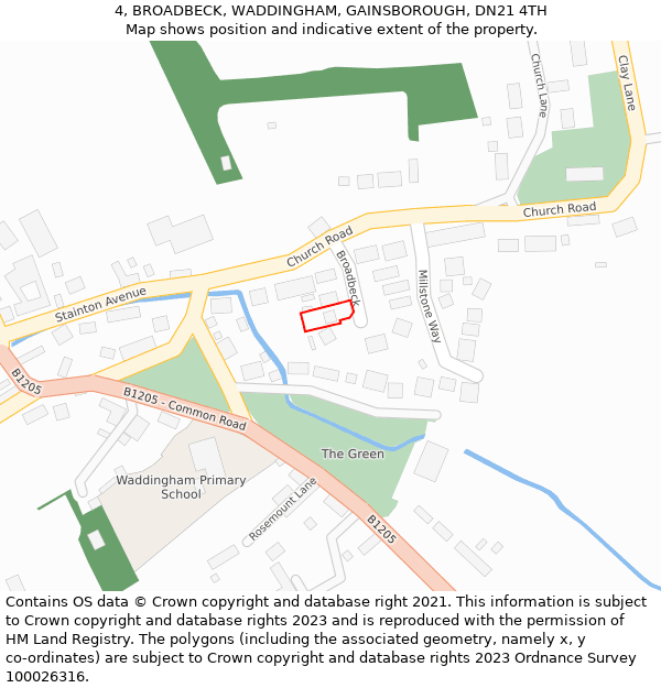 4, BROADBECK, WADDINGHAM, GAINSBOROUGH, DN21 4TH: Location map and indicative extent of plot