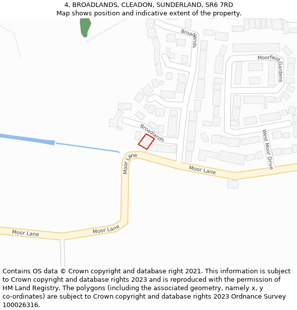 4, BROADLANDS, CLEADON, SUNDERLAND, SR6 7RD: Location map and indicative extent of plot