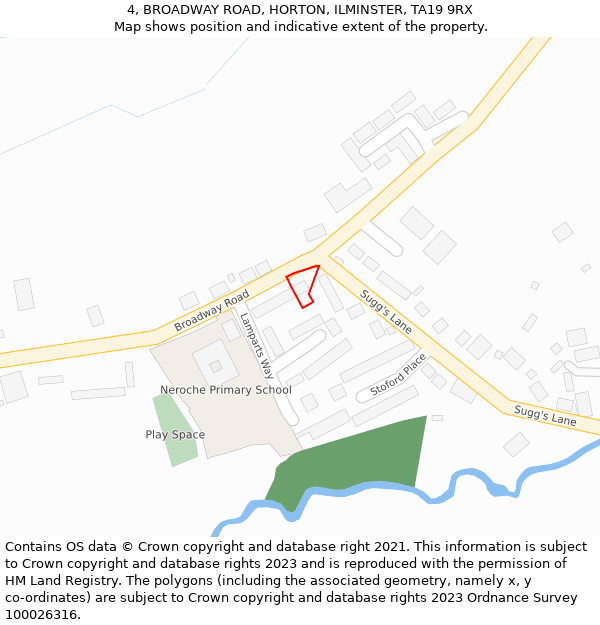 4, BROADWAY ROAD, HORTON, ILMINSTER, TA19 9RX: Location map and indicative extent of plot