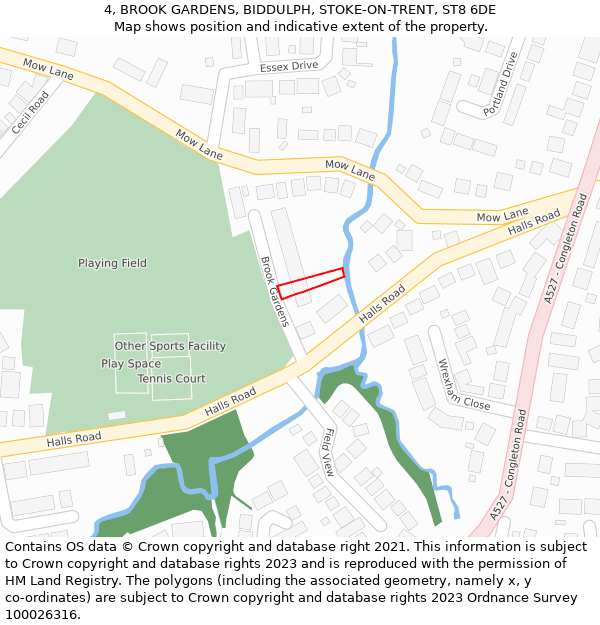 4, BROOK GARDENS, BIDDULPH, STOKE-ON-TRENT, ST8 6DE: Location map and indicative extent of plot