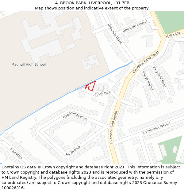 4, BROOK PARK, LIVERPOOL, L31 7EB: Location map and indicative extent of plot