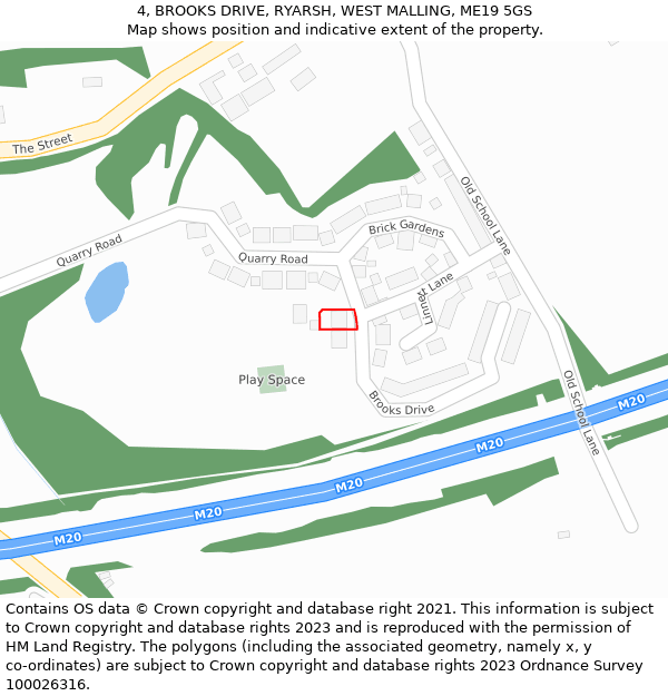 4, BROOKS DRIVE, RYARSH, WEST MALLING, ME19 5GS: Location map and indicative extent of plot