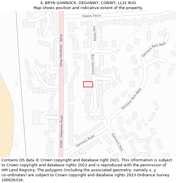 4, BRYN GANNOCK, DEGANWY, CONWY, LL31 9UG: Location map and indicative extent of plot