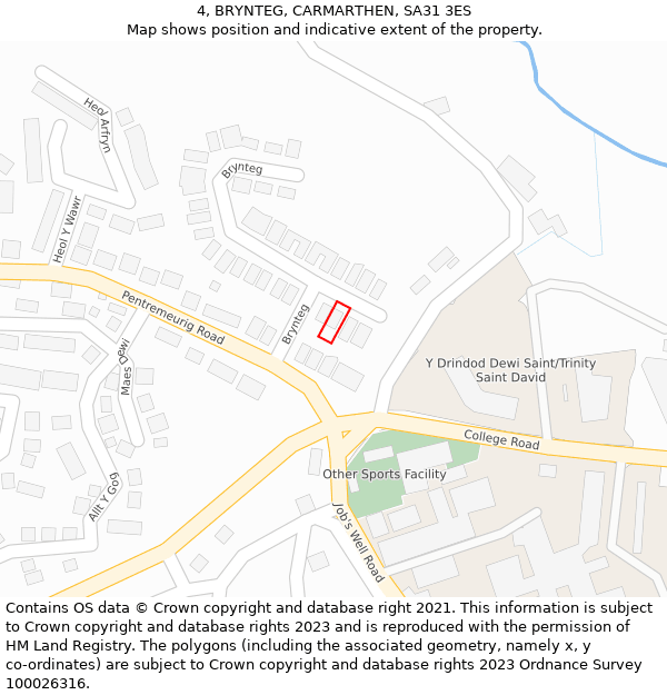 4, BRYNTEG, CARMARTHEN, SA31 3ES: Location map and indicative extent of plot