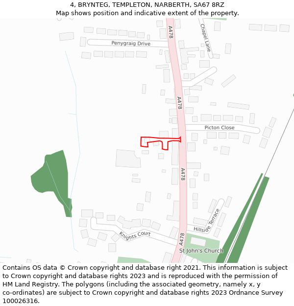 4, BRYNTEG, TEMPLETON, NARBERTH, SA67 8RZ: Location map and indicative extent of plot