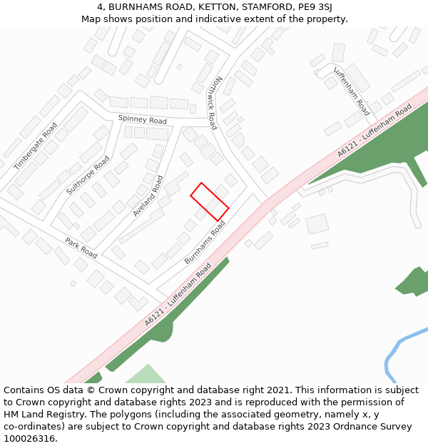 4, BURNHAMS ROAD, KETTON, STAMFORD, PE9 3SJ: Location map and indicative extent of plot