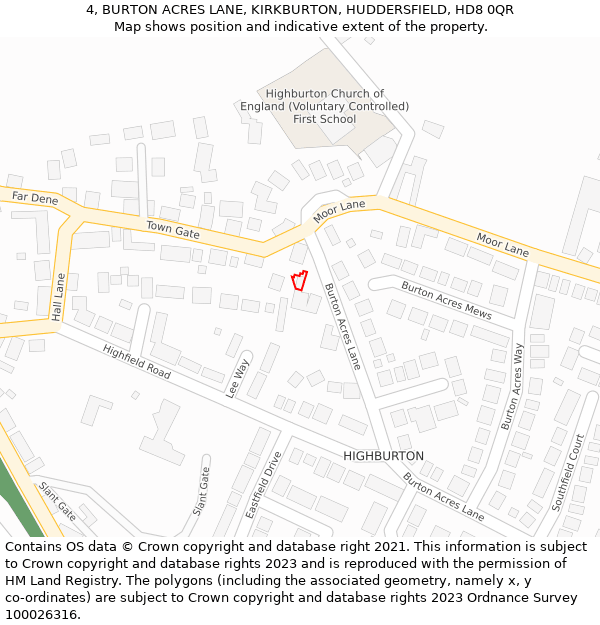 4, BURTON ACRES LANE, KIRKBURTON, HUDDERSFIELD, HD8 0QR: Location map and indicative extent of plot