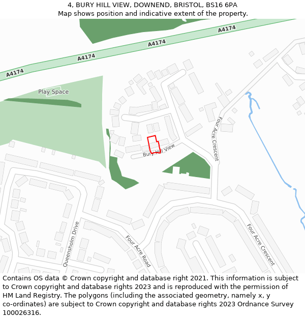 4, BURY HILL VIEW, DOWNEND, BRISTOL, BS16 6PA: Location map and indicative extent of plot