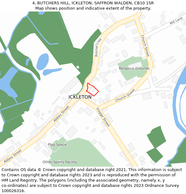 4, BUTCHERS HILL, ICKLETON, SAFFRON WALDEN, CB10 1SR: Location map and indicative extent of plot