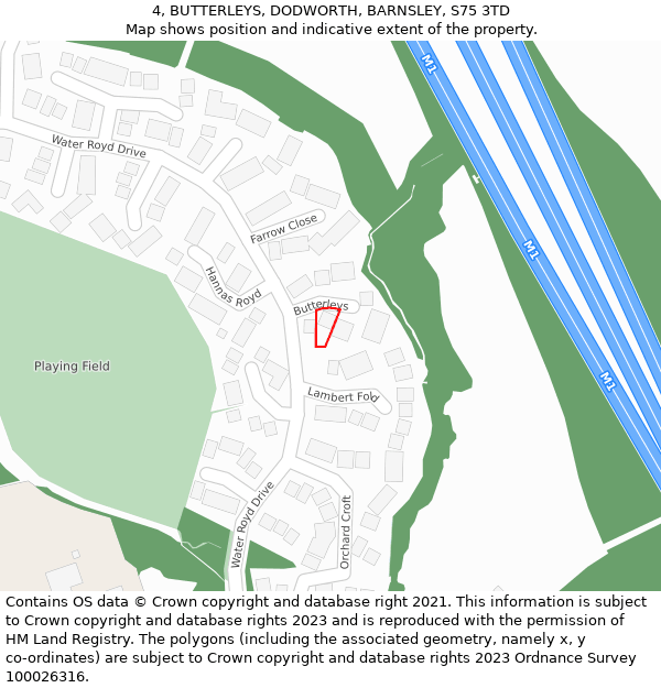 4, BUTTERLEYS, DODWORTH, BARNSLEY, S75 3TD: Location map and indicative extent of plot