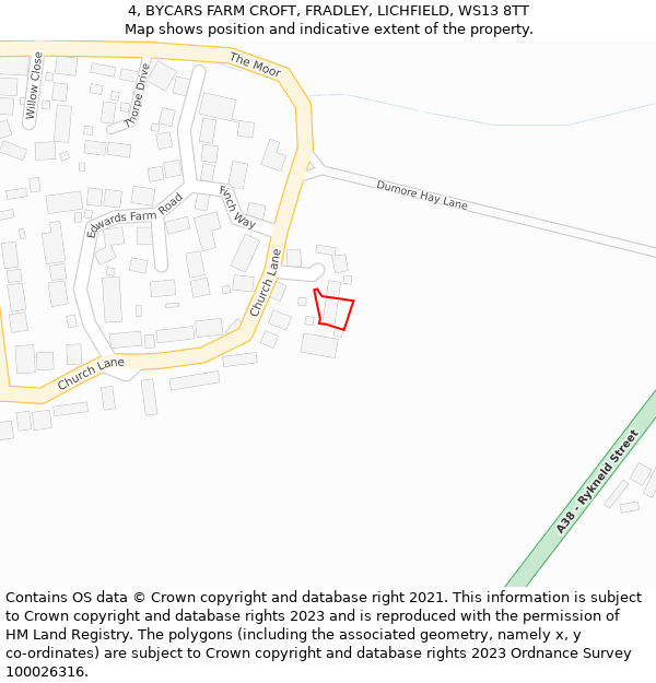 4, BYCARS FARM CROFT, FRADLEY, LICHFIELD, WS13 8TT: Location map and indicative extent of plot