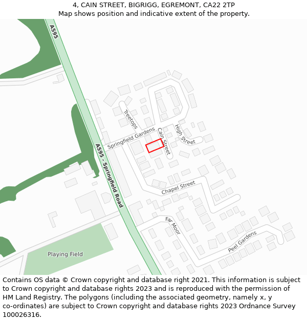 4, CAIN STREET, BIGRIGG, EGREMONT, CA22 2TP: Location map and indicative extent of plot