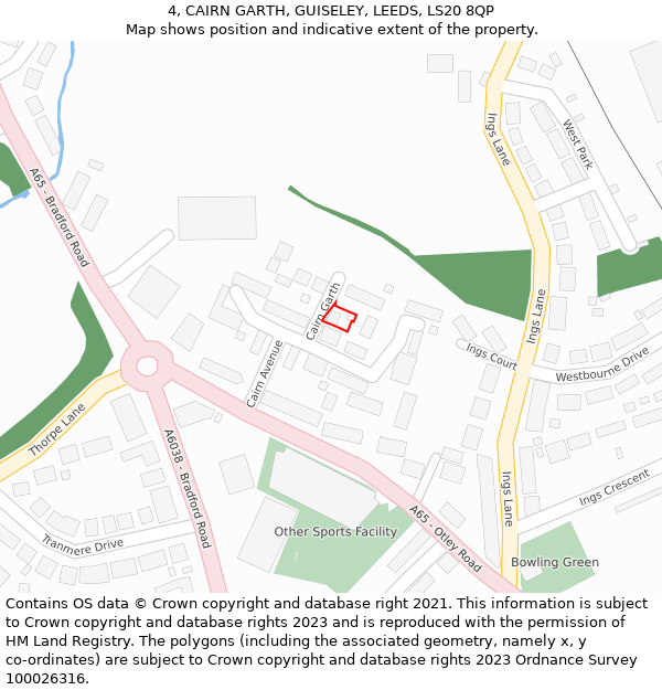 4, CAIRN GARTH, GUISELEY, LEEDS, LS20 8QP: Location map and indicative extent of plot