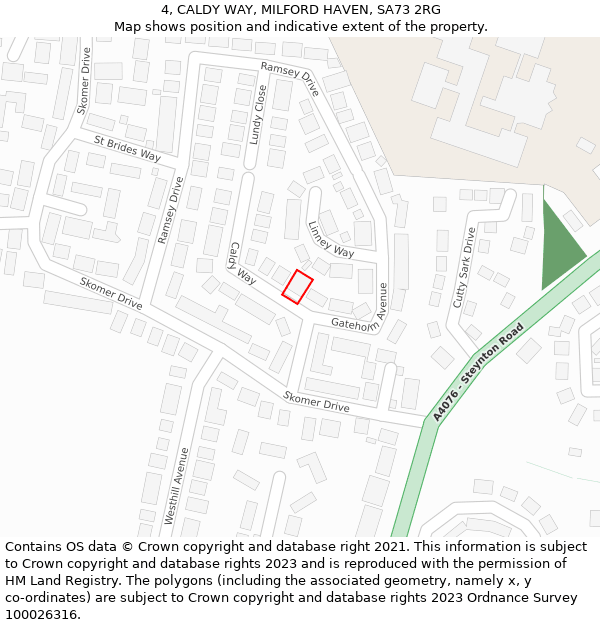 4, CALDY WAY, MILFORD HAVEN, SA73 2RG: Location map and indicative extent of plot